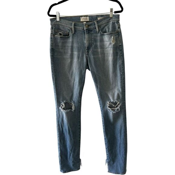 Frame L' Homme Skinny Jeans Mens Size 32 Distressed Light Wash Classic - Picture 1 of 9